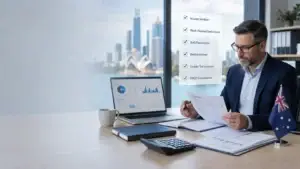 Accountant reviewing Australian tax return documents and compliance checklist to identify common ATO tax return audit red flags.